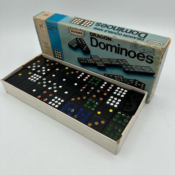 Vintage Dominoes Double Nine Wooden by Milton Bradley 1970 4132 55 pcs - Picture 3 of 7
